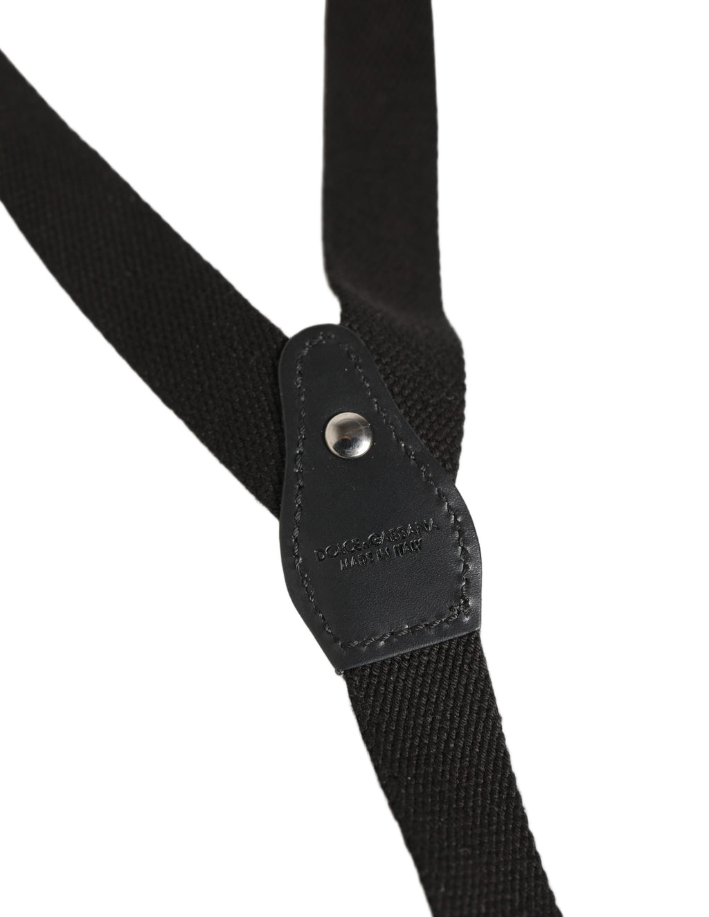 Dolce & Gabbana Black Cotton Leather Elastic Y-back Metal Clips Suspender - Eljoys Fashion 