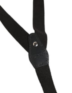Dolce & Gabbana Black Cotton Leather Elastic Y-back Metal Clips Suspender - Eljoys Fashion 