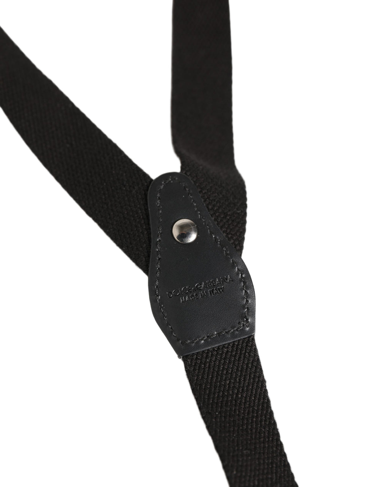Dolce & Gabbana Black Cotton Leather Elastic Y-back Metal Clips Suspender - Eljoys Fashion 