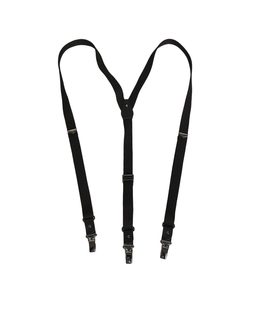 Dolce & Gabbana Black Cotton Leather Elastic Y-back Metal Clips Suspender - Eljoys Fashion 
