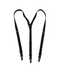 Dolce & Gabbana Black Cotton Leather Elastic Y-back Metal Clips Suspender - Eljoys Fashion 