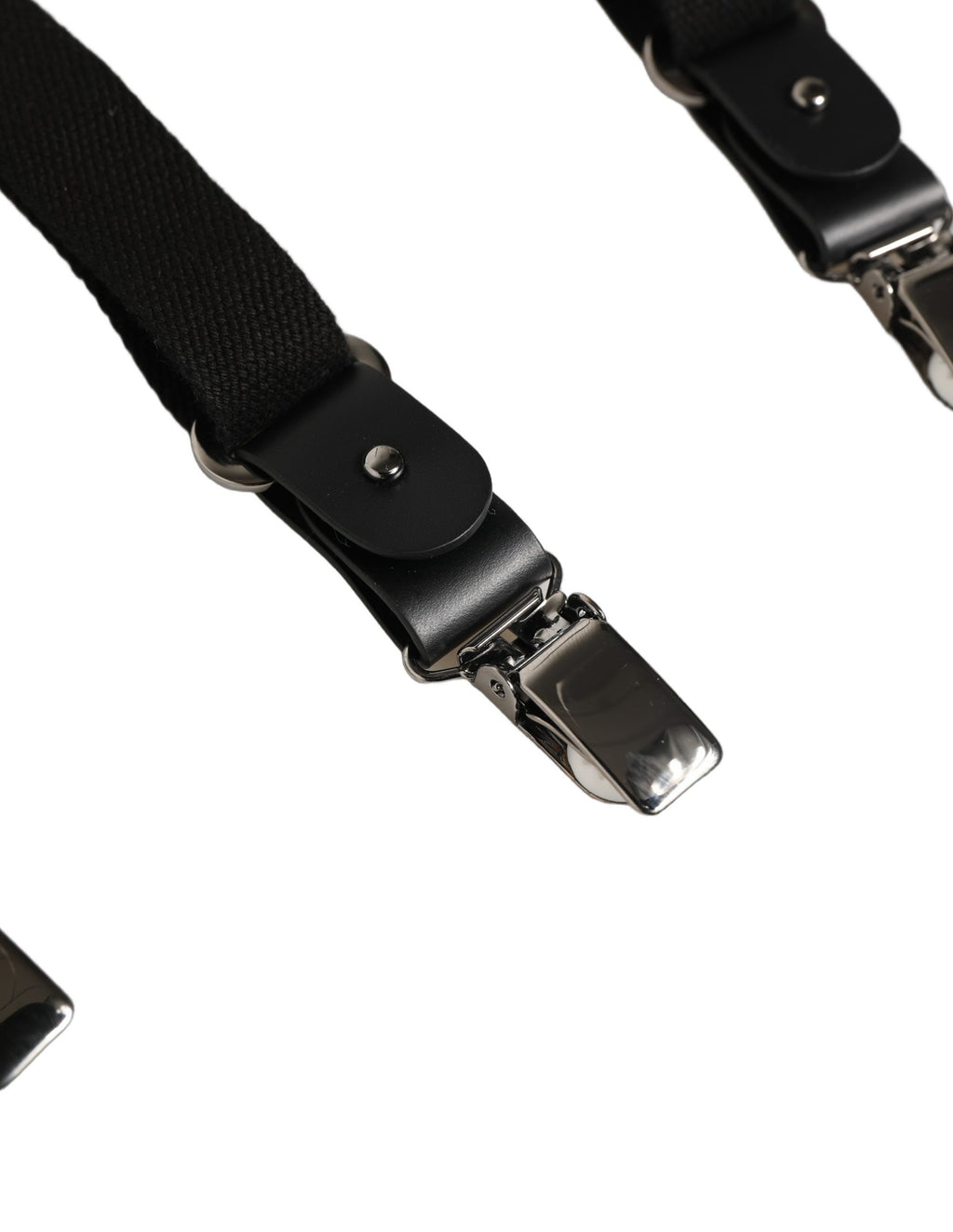Dolce & Gabbana Black Cotton Leather Elastic Y-back Metal Clips Suspender - Eljoys Fashion 