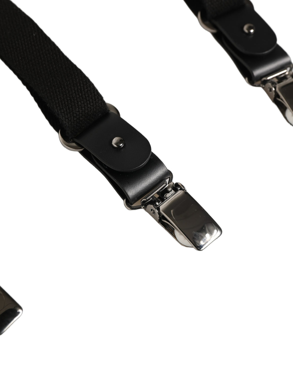 Dolce & Gabbana Black Cotton Leather Elastic Y-back Metal Clips Suspender - Eljoys Fashion 