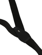 Dolce & Gabbana Black Cotton Leather Elastic Y-back Metal Clips Suspender - Eljoys Fashion 