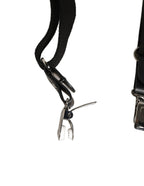 Dolce & Gabbana Black Cotton Leather Elastic Y-back Metal Clips Suspender - Eljoys Fashion 