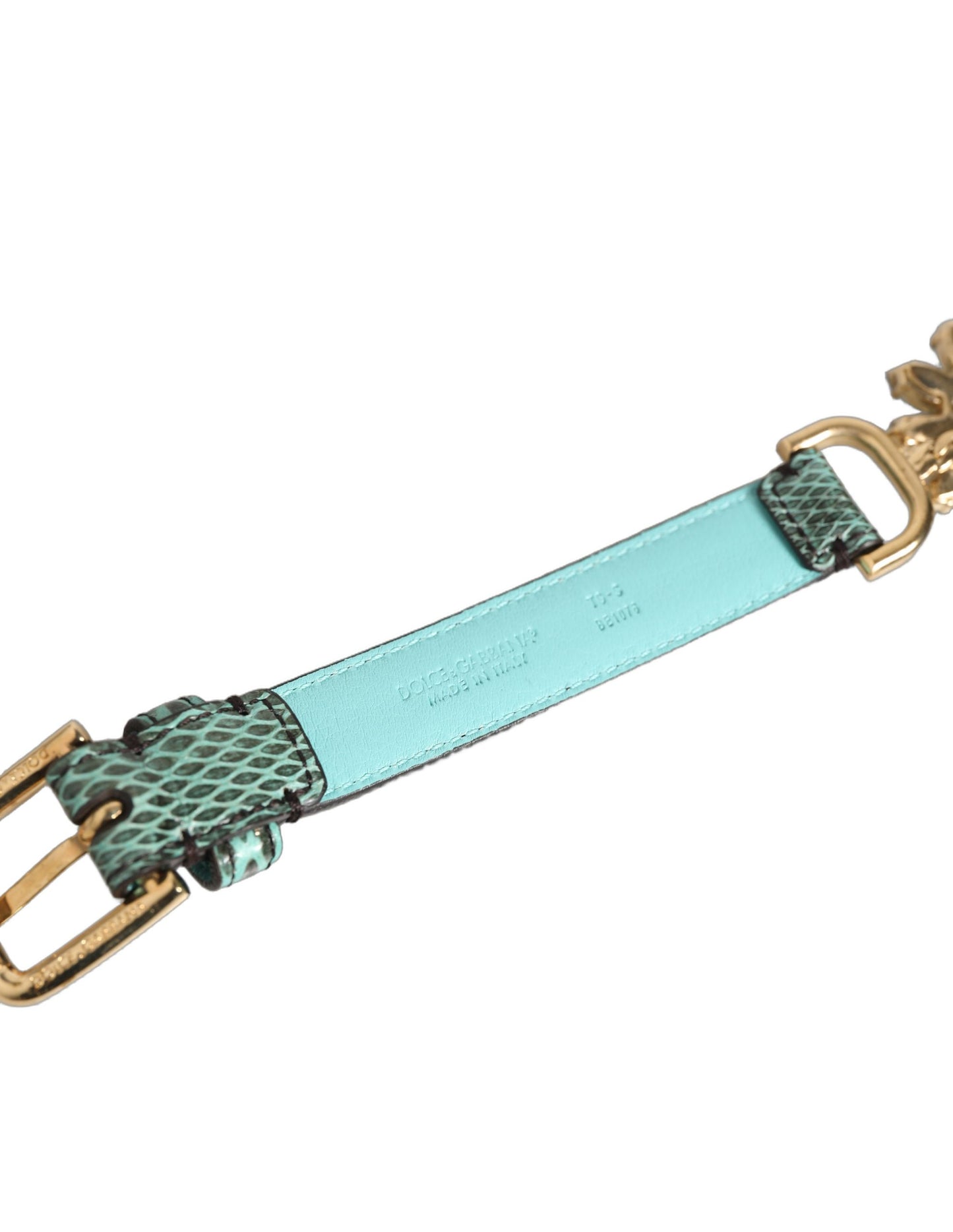 Dolce & Gabbana Green Leather Daisy Crystal Embellished Waist Belt Dolce & Gabbana