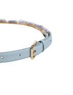 Dolce & Gabbana Blue Leather Crystal Chain Embellished Belt - Eljoys Fashion 