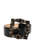 Dolce & Gabbana Black Leather Crystal Metal Buckle Belt - Eljoys Fashion 