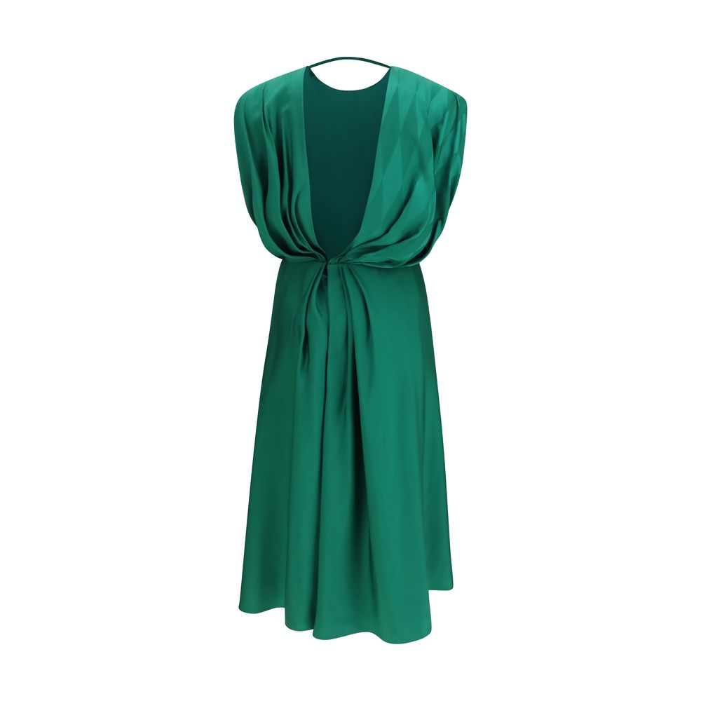 Versace bicolor silk casual dress with vibrant color blocking, elegant fit, and stylish design perfect for upscale daytime wear.