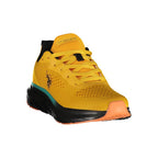 Yellow polyester men's sneaker by U.S. POLO ASSN. with white rubber sole and sporty design, suitable for casual wear.