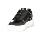 U.S. POLO ASSN. women's black polyurethane sneaker with white sole and sporty design, casual footwear for everyday wear.