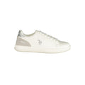 White U.S. POLO ASSN. women's polyurethane sneaker with a sleek design and casual style.
