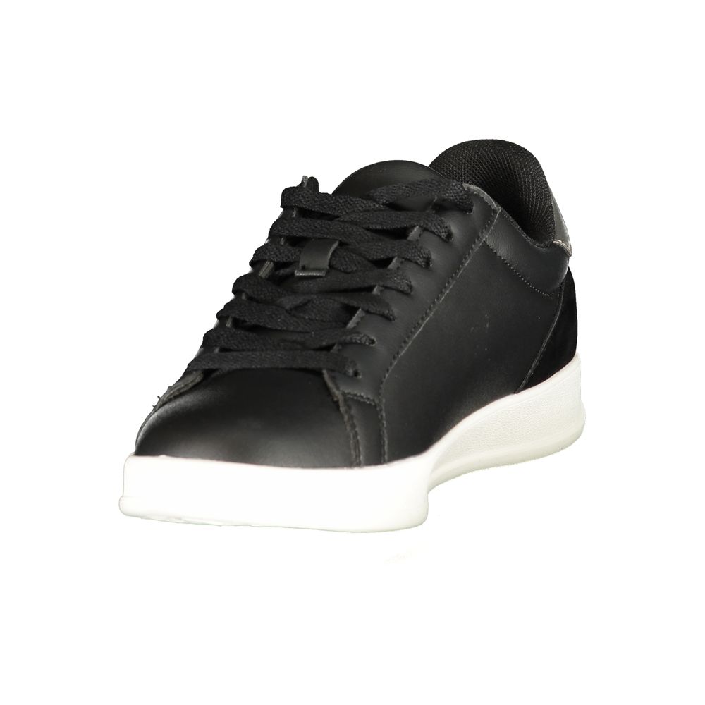 Black U.S. POLO ASSN. women's sneaker with polyurethane upper and white sole, featuring a sporty, casual design.