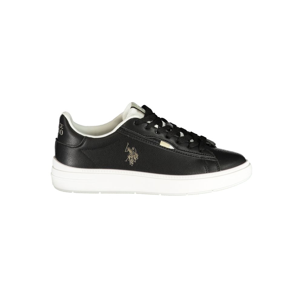 U.S. POLO ASSN. Nero polyurethane women's sneaker with sleek design and white sole, stylish and comfortable footwear.