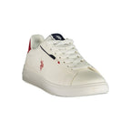 White U.S. POLO ASSN. men's sneaker made of polyurethane, featuring a sleek design and casual slip-on style.