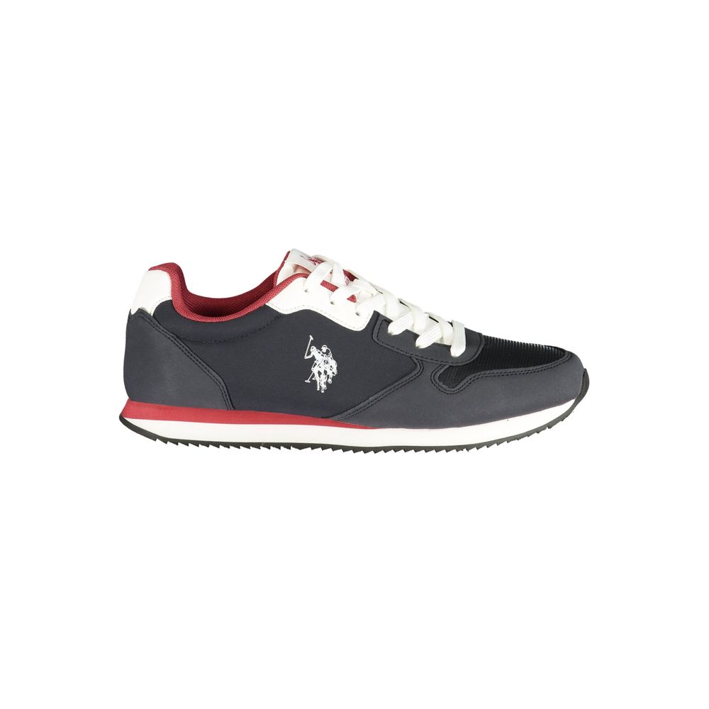 U.S. POLO ASSN. men's blue polyurethane sneaker with white sole and laces, stylish athletic footwear for casual wear.