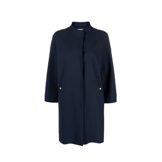 Herno Blue Elastane Coat Herno