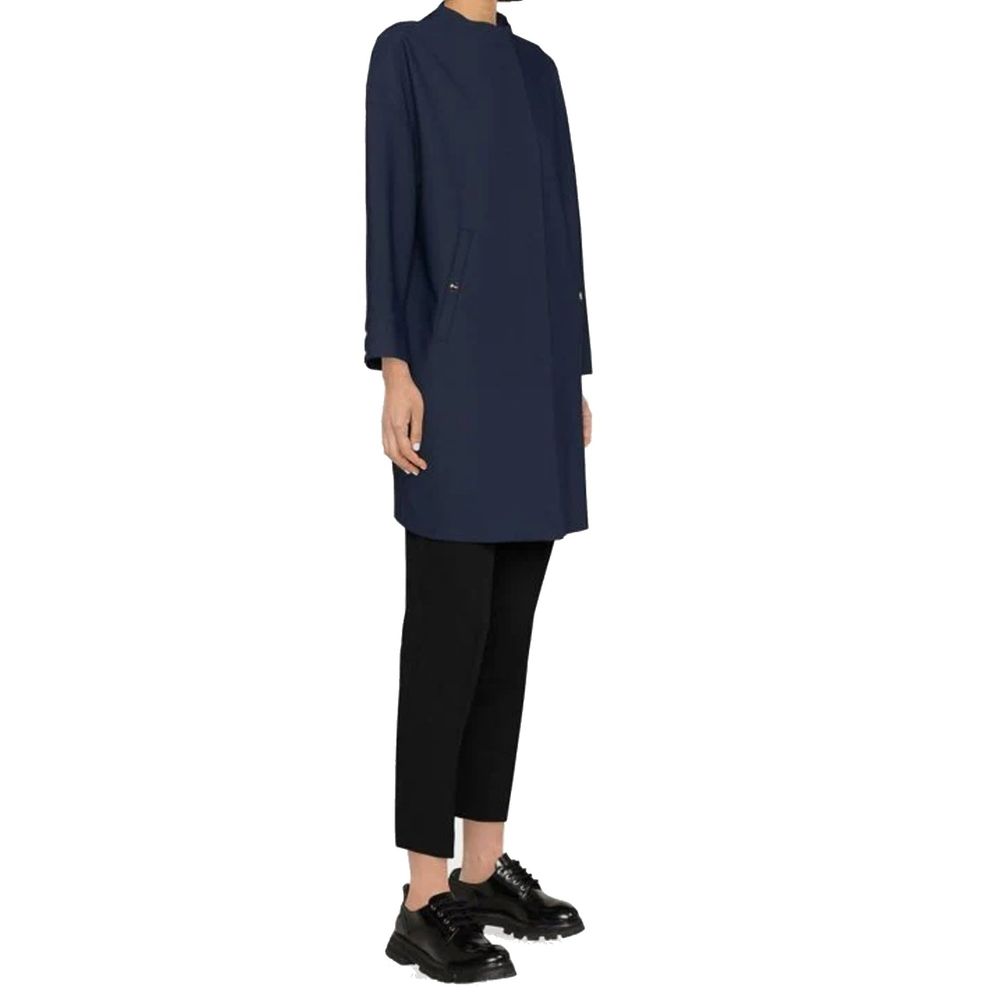Herno Blue Elastane Coat Herno