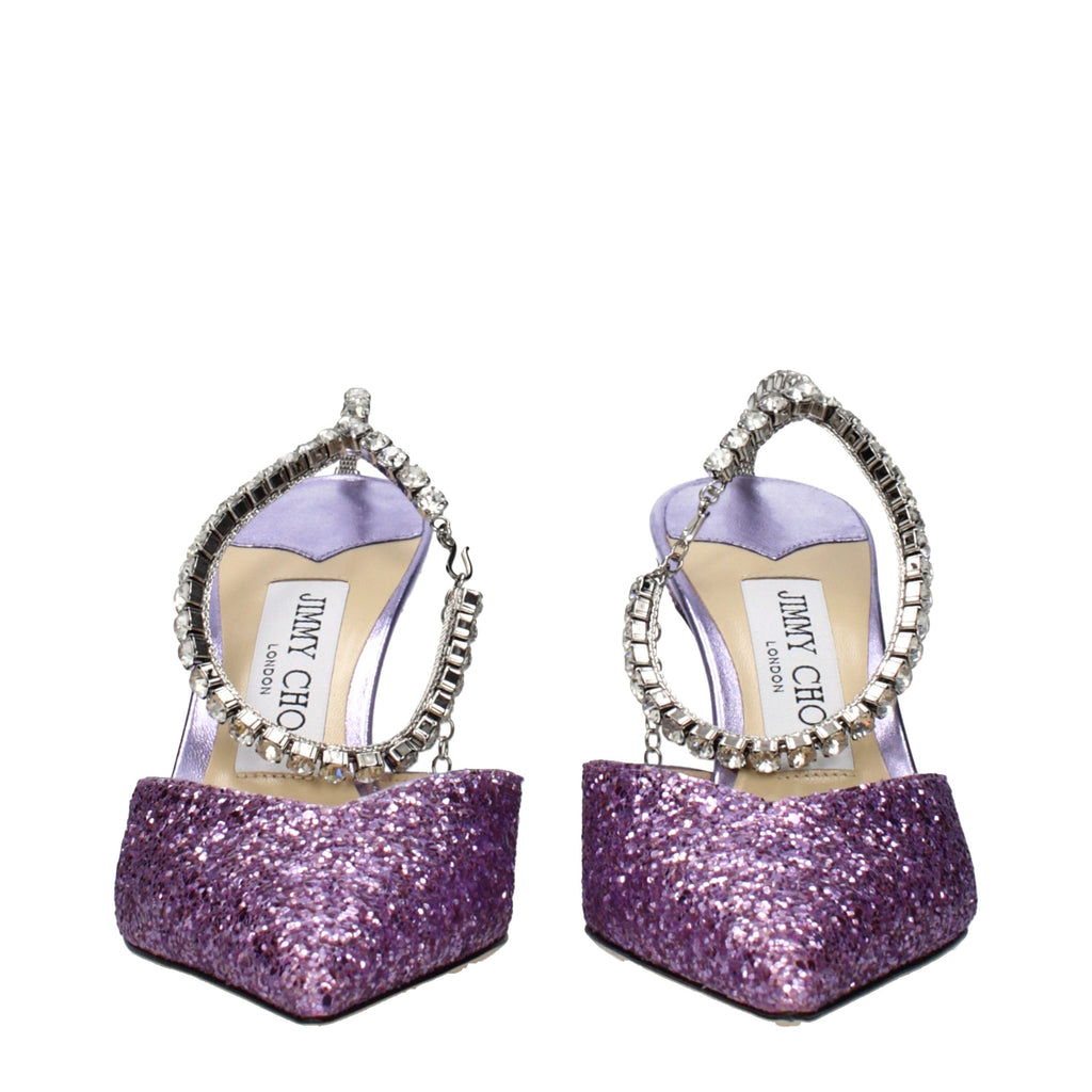 Jimmy Choo purple plastic stiletto heel sandals with open toe and ankle strap, stylish footwear for elegant occasions.