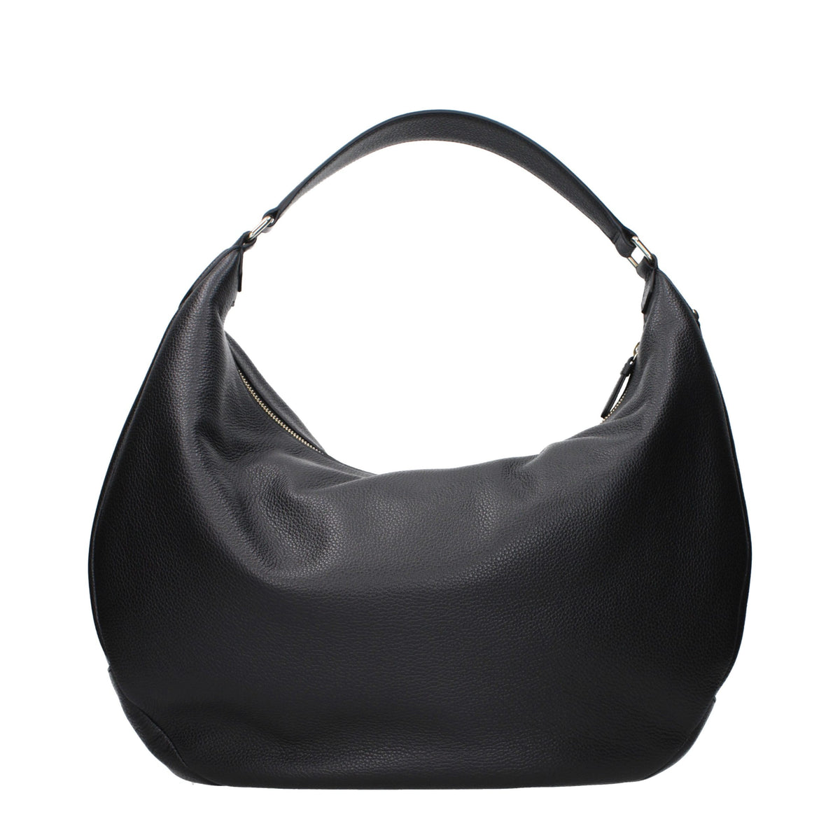 Jimmy Choo black leather shoulder bag with sleek design and silver hardware, featuring a spacious interior and elegant style.