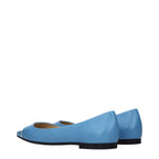 Light blue leather ballet flats from Jimmy Choo, featuring a sleek, elegant design with a rounded toe and comfortable fit.