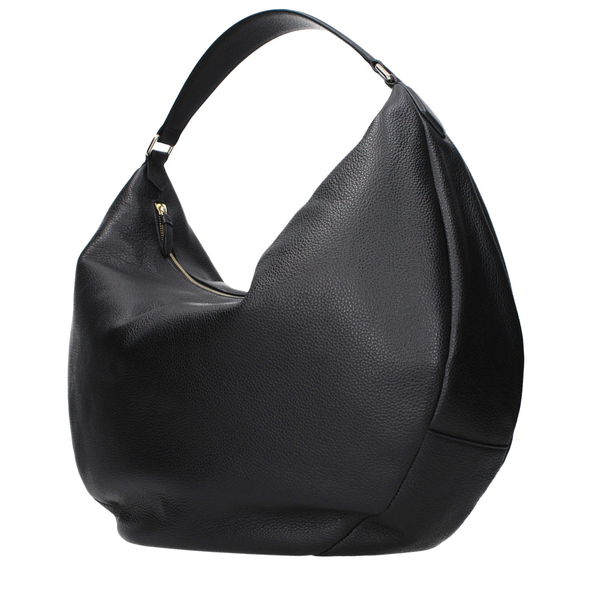 Jimmy Choo black leather shoulder bag with sleek design and silver hardware, featuring a spacious interior and elegant style.