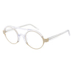 Andy Wolf gold acetate glasses frames with sleek design and clear lenses, showcasing stylish eyewear for a modern look.