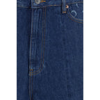 Marine Serre Blue Cotton Bermuda Shorts
