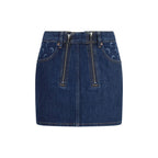 Blue cotton mini skirt by Marine Serre featuring a sleek, fitted design and subtle stitching details.