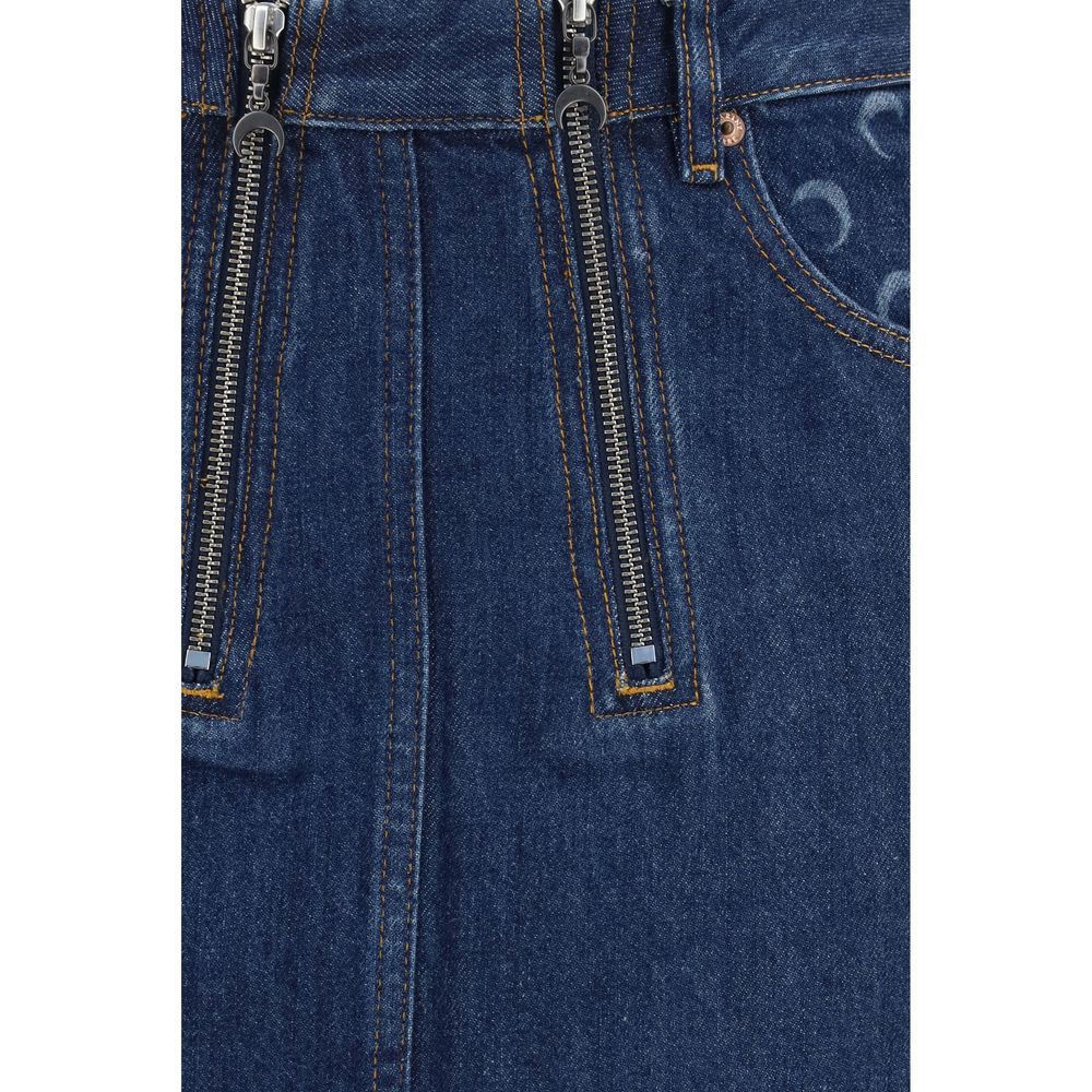 Blue cotton mini skirt by Marine Serre featuring a fitted waist and stylish design, perfect for casual or chic outfits.