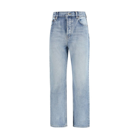 Saint Laurent Blue Cotton Cropped Jeans Saint Laurent