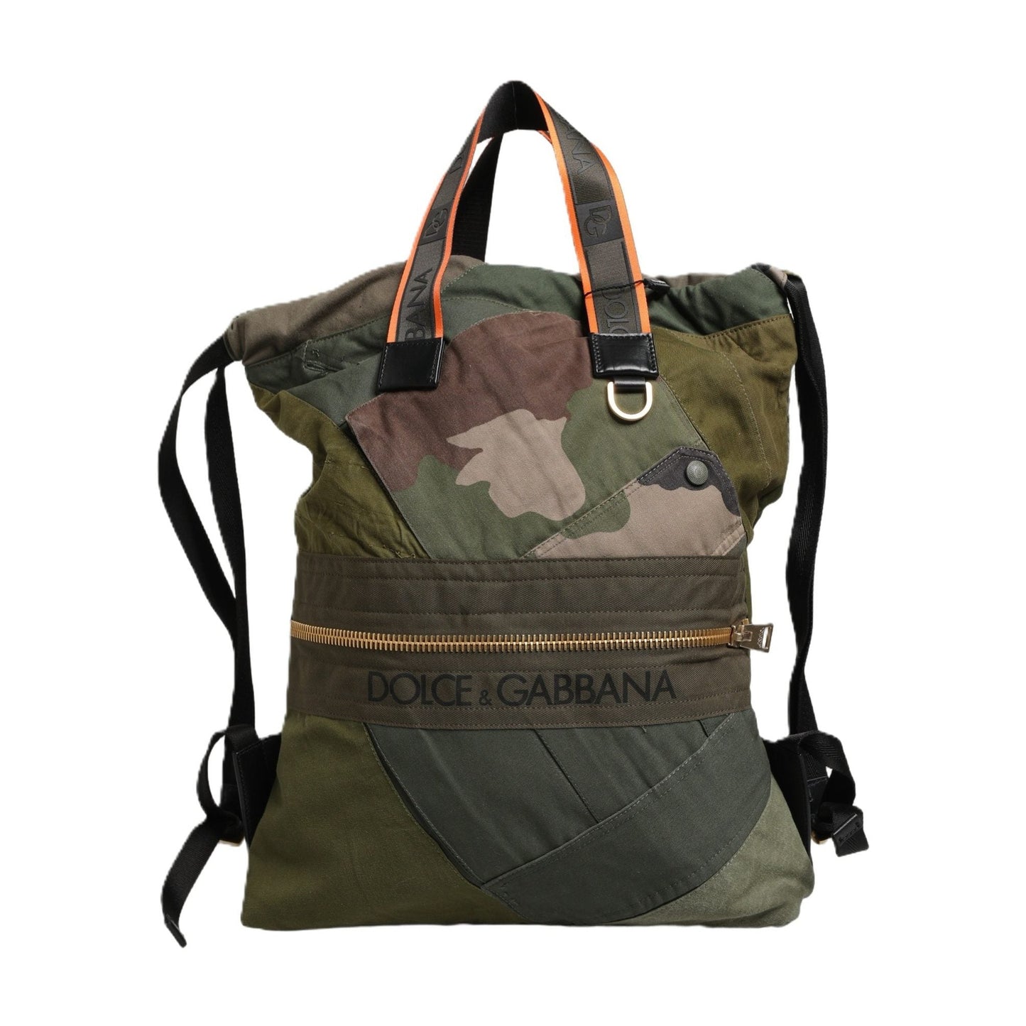 Dolce & Gabbana Military Green Patchwork Rucksack Backpack Borse Men Bag
