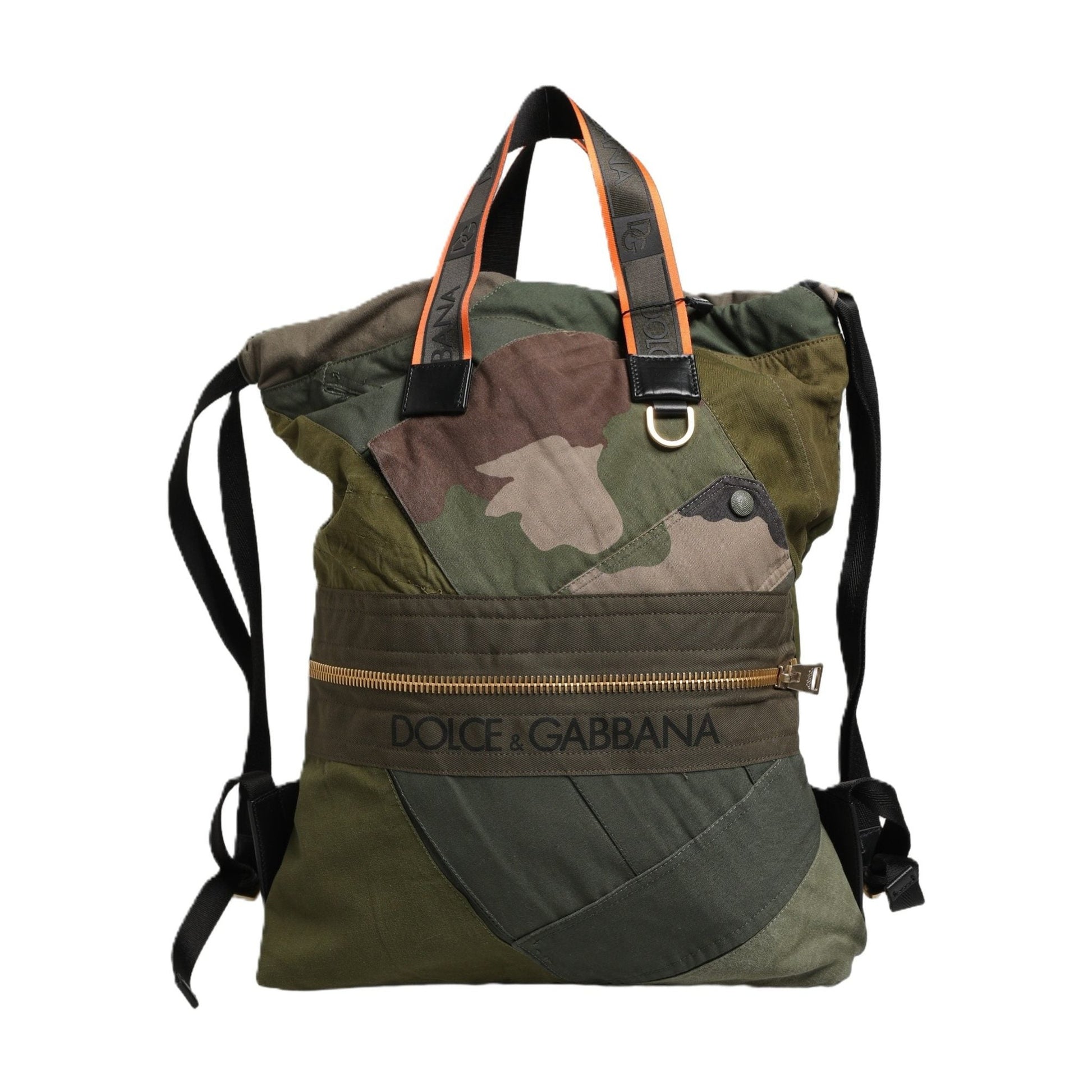 Dolce & Gabbana Military Green Patchwork Rucksack Backpack Borse Men Bag