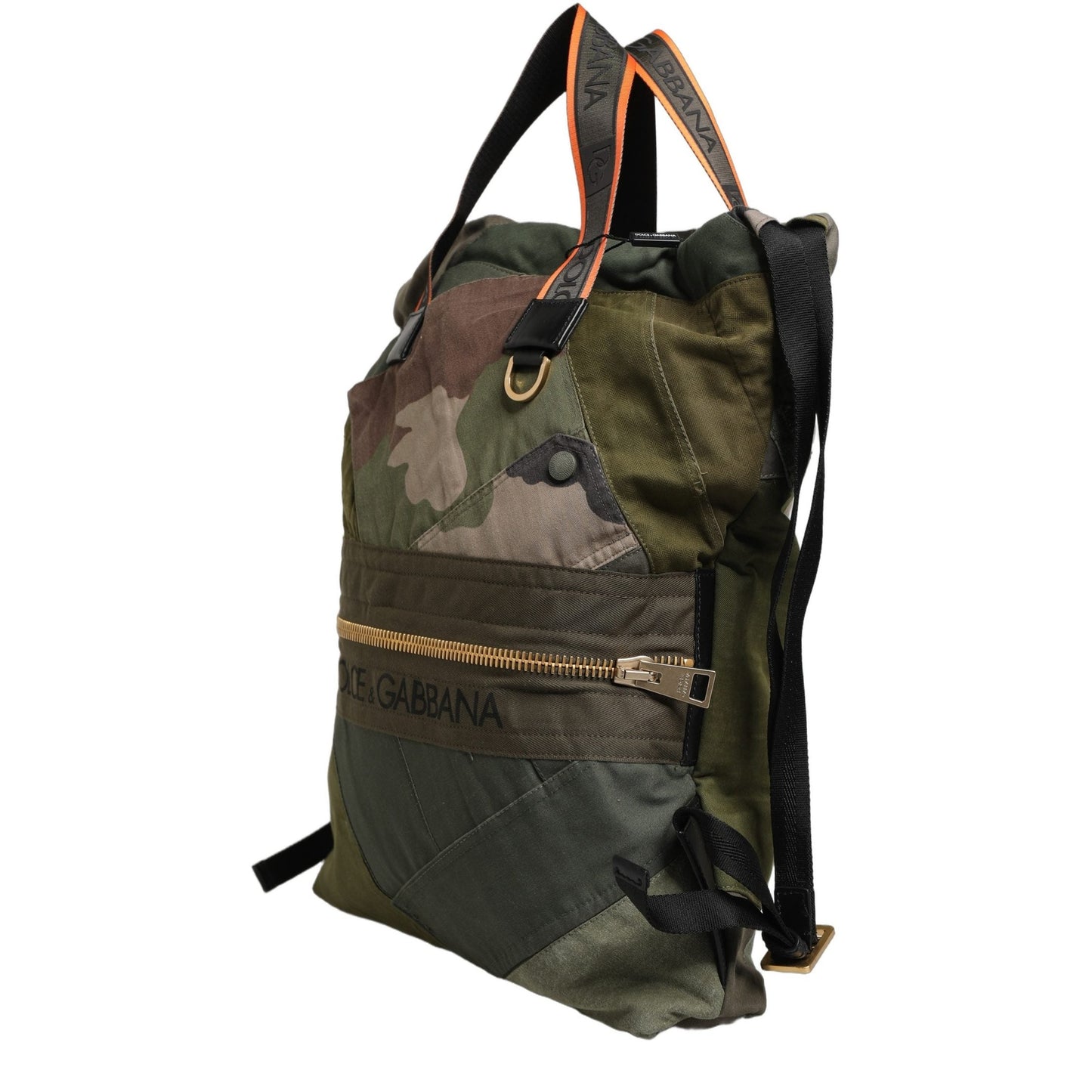 Dolce & Gabbana Military Green Patchwork Rucksack Backpack Borse Men Bag