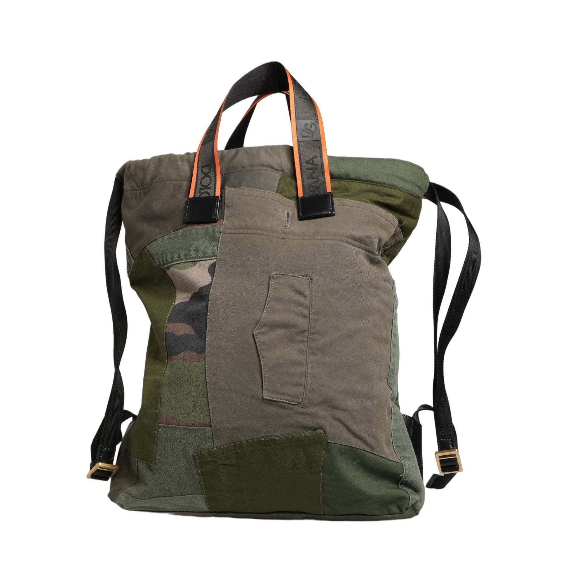 Dolce & Gabbana Military Green Patchwork Rucksack Backpack Borse Men Bag