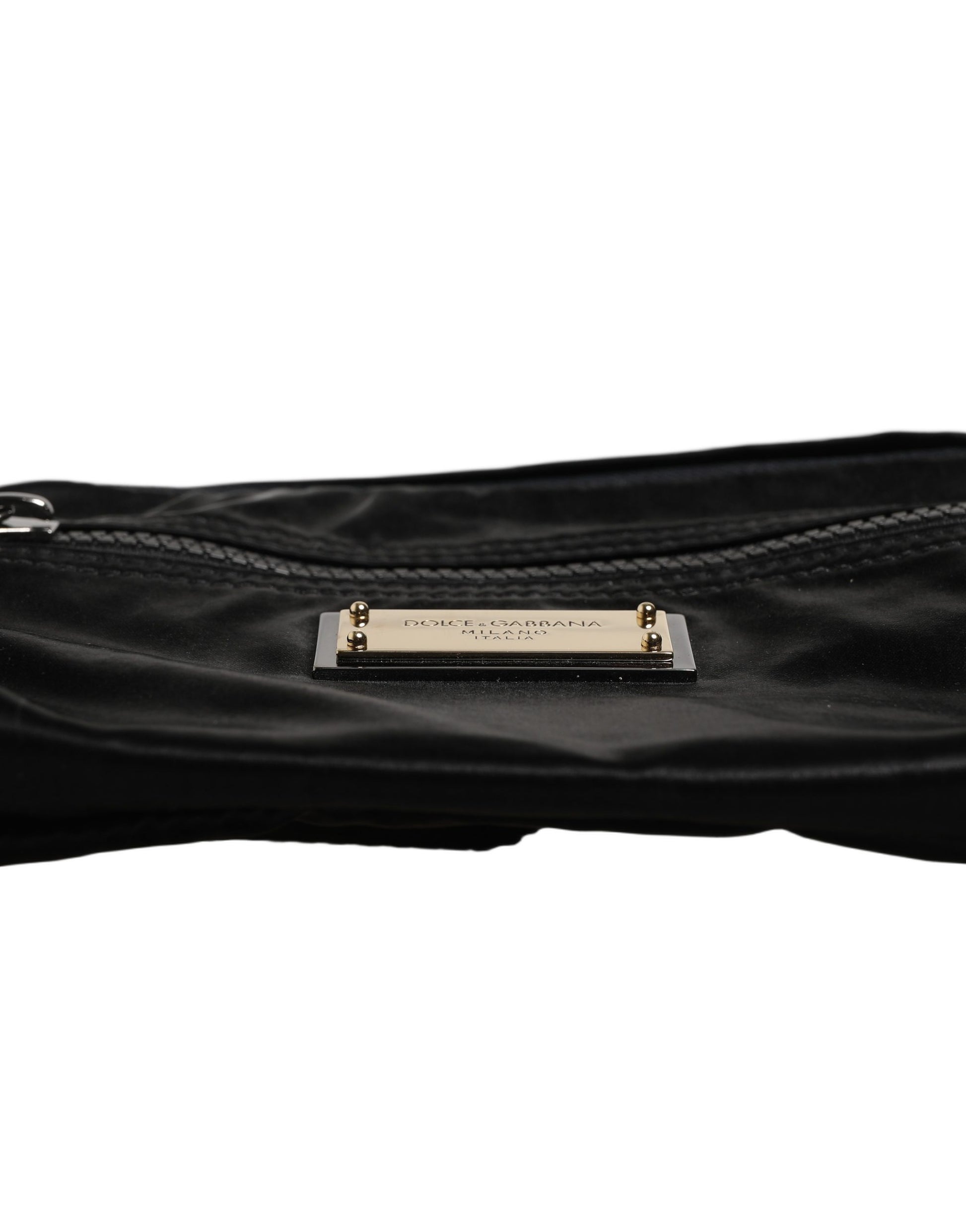 Dolce & Gabbana Black Nylon Brass Plate Bumbag Waist Fanny Pack Men Bag Dolce & Gabbana