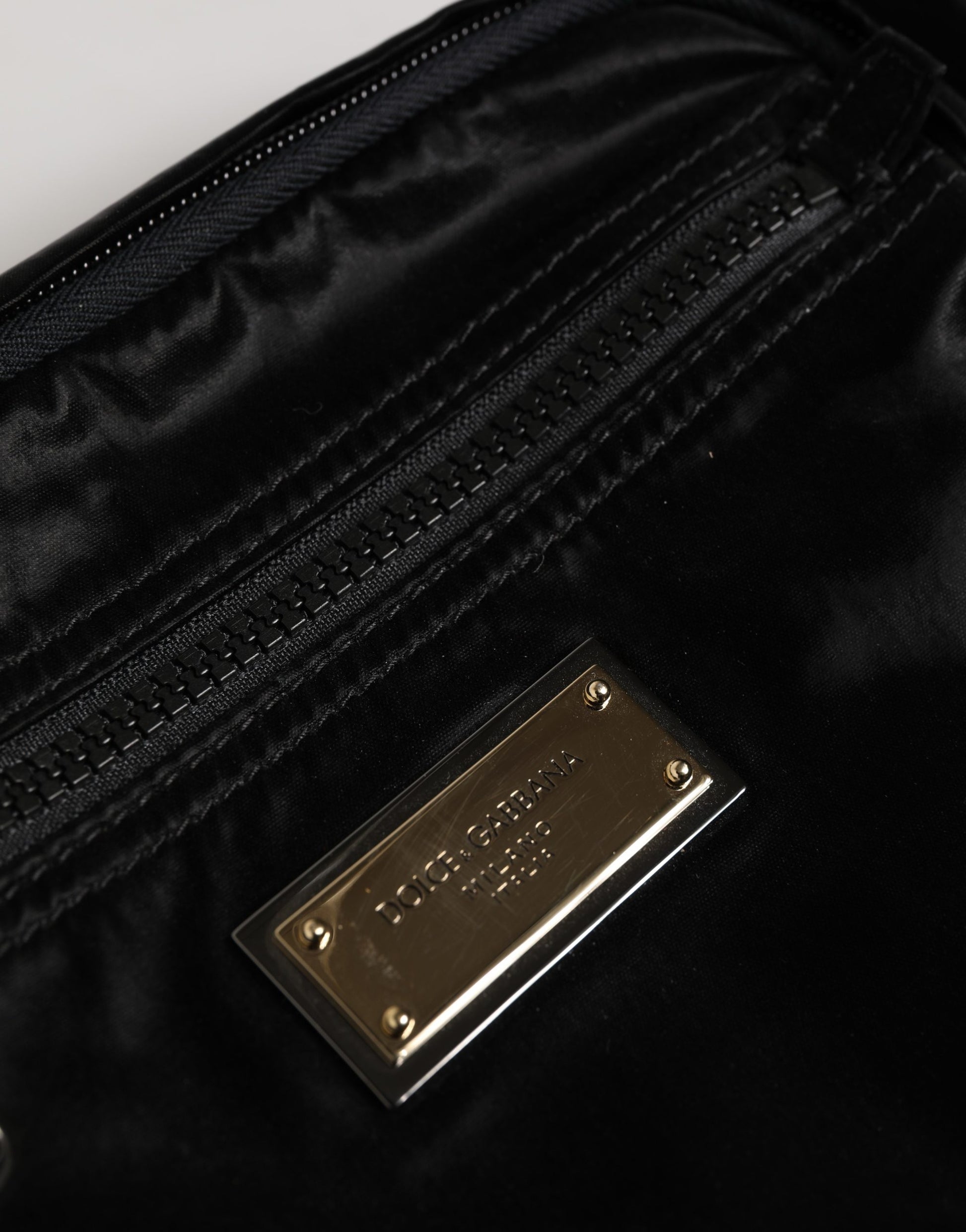 Dolce & Gabbana Black Nylon Brass Plate Bumbag Waist Fanny Pack Men Bag Dolce & Gabbana