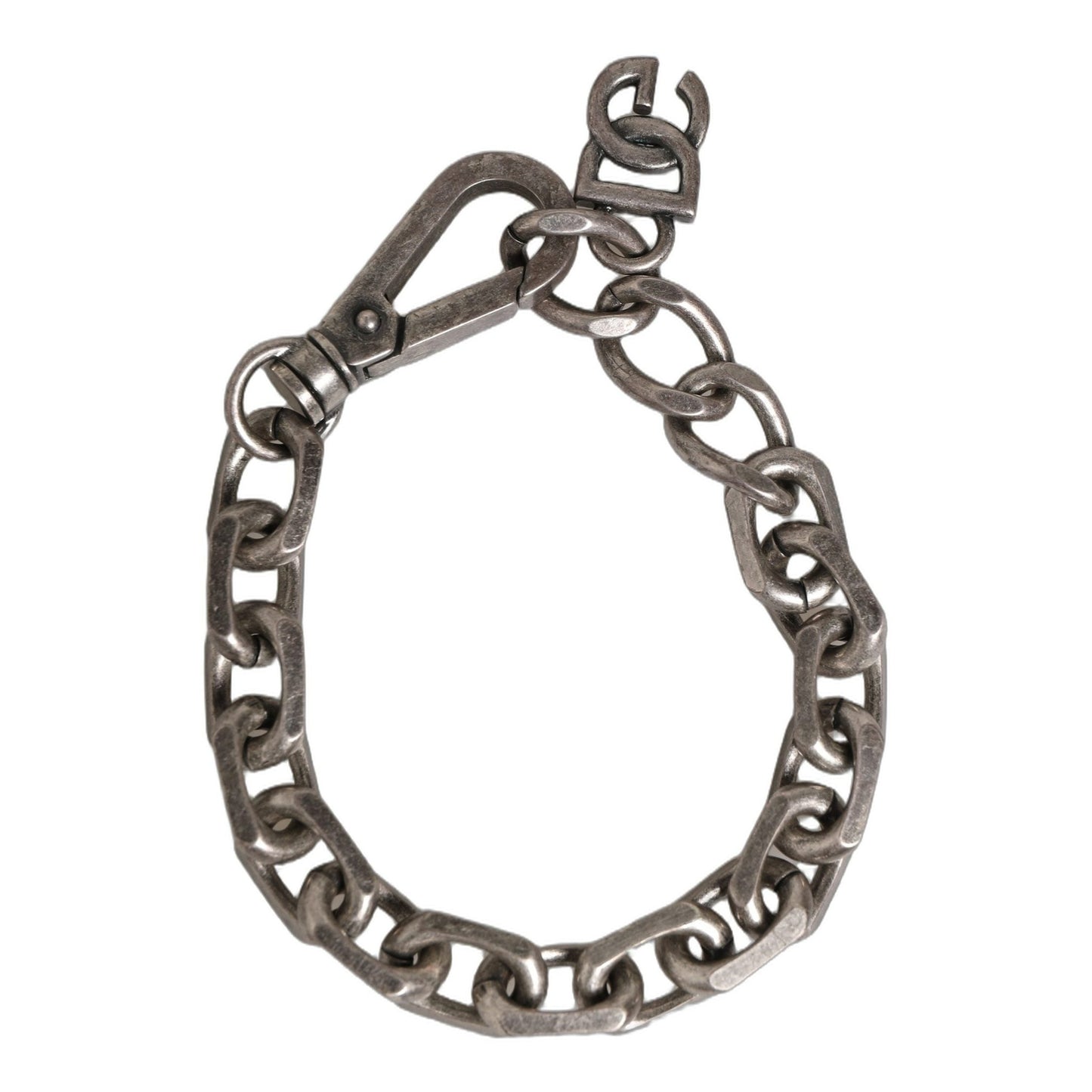 Dolce & Gabbana Silver Tone Heavy Chain Link Signature DG Logo Bracelet