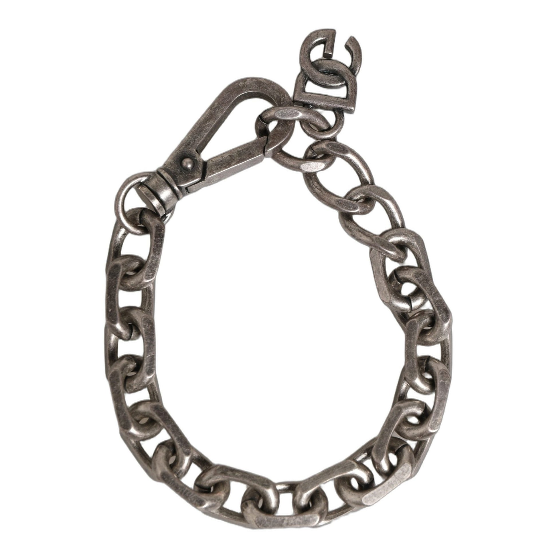 Dolce & Gabbana Silver Tone Heavy Chain Link Signature DG Logo Bracelet