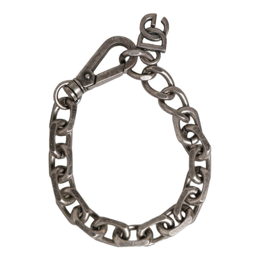 Dolce & Gabbana Silver Tone Heavy Chain Link Signature DG Logo Bracelet