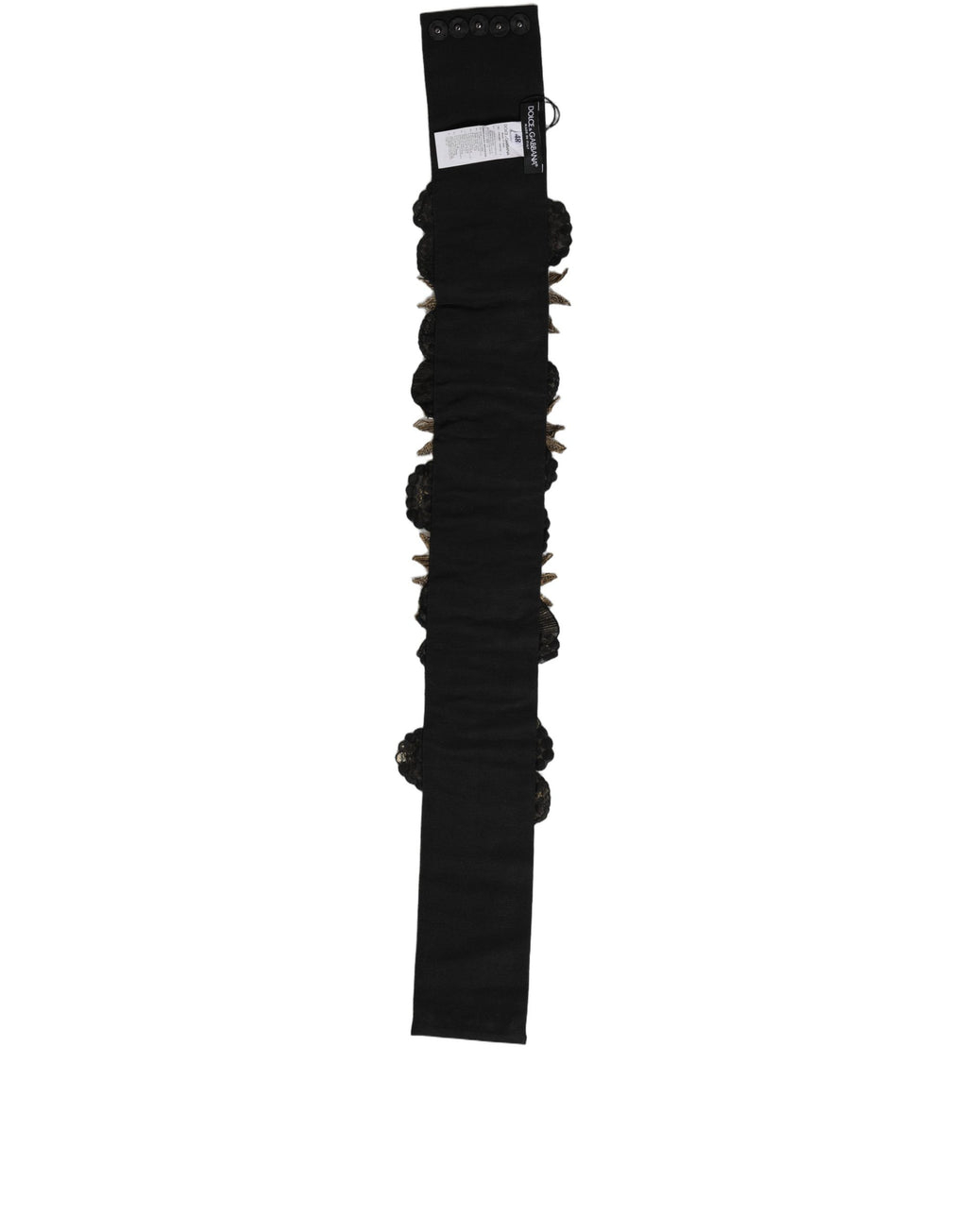 Dolce & Gabbana Black Gold Tone Crystal Brass Flower Brooches Belt - Eljoys Fashion 