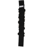 Dolce & Gabbana Black Gold Tone Crystal Brass Flower Brooches Belt - Eljoys Fashion 