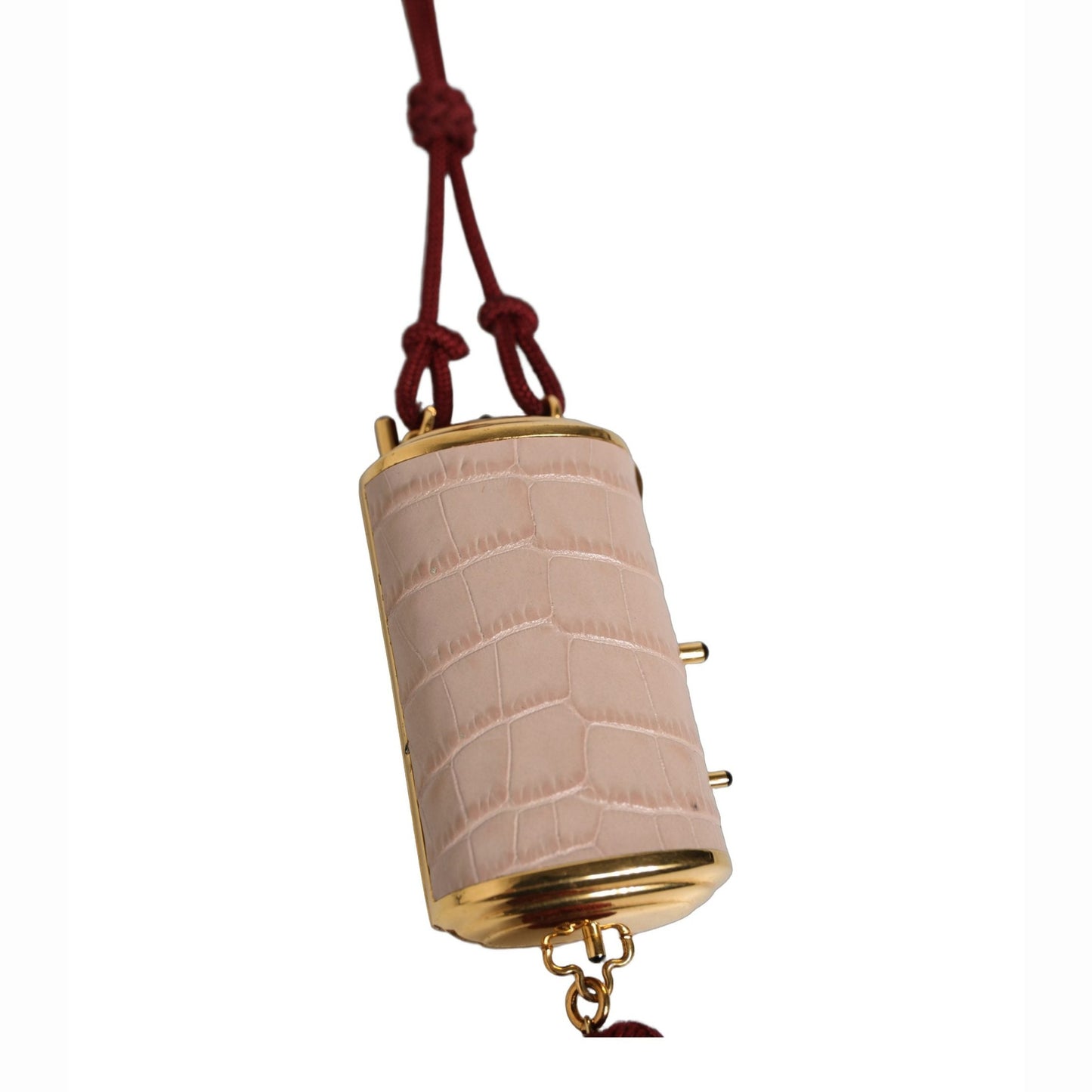 Dolce & Gabbana Pink Exotic Leather Mini Mirror Tassel Makeup Bag Dolce & Gabbana