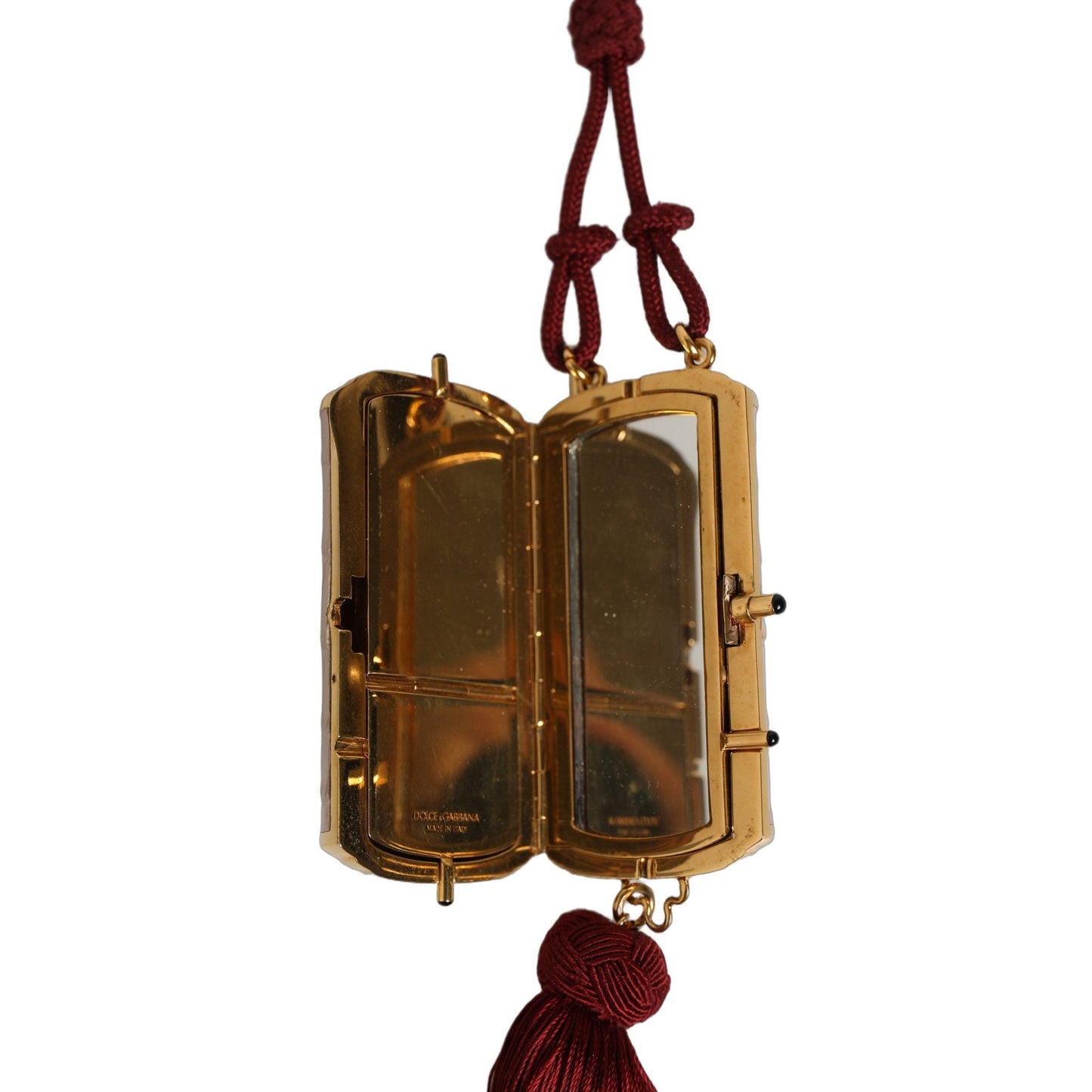 Dolce & Gabbana Pink Exotic Leather Mini Mirror Tassel Makeup Bag Dolce & Gabbana