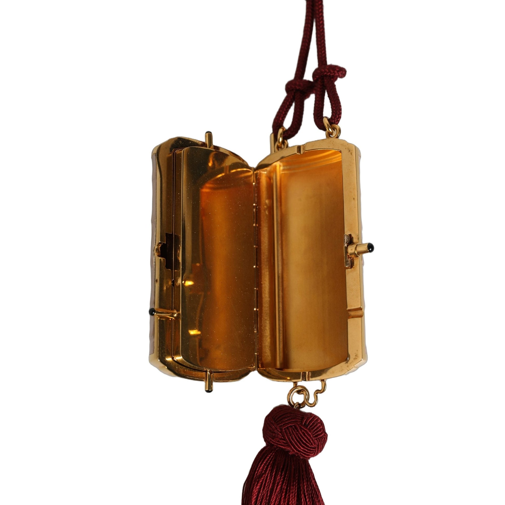 Dolce & Gabbana Pink Exotic Leather Mini Mirror Tassel Makeup Bag Dolce & Gabbana