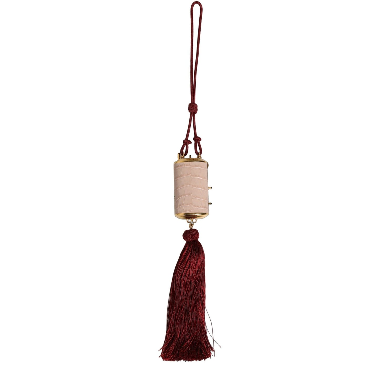 Dolce & Gabbana Pink Exotic Leather Mini Mirror Tassel Makeup Bag Dolce & Gabbana