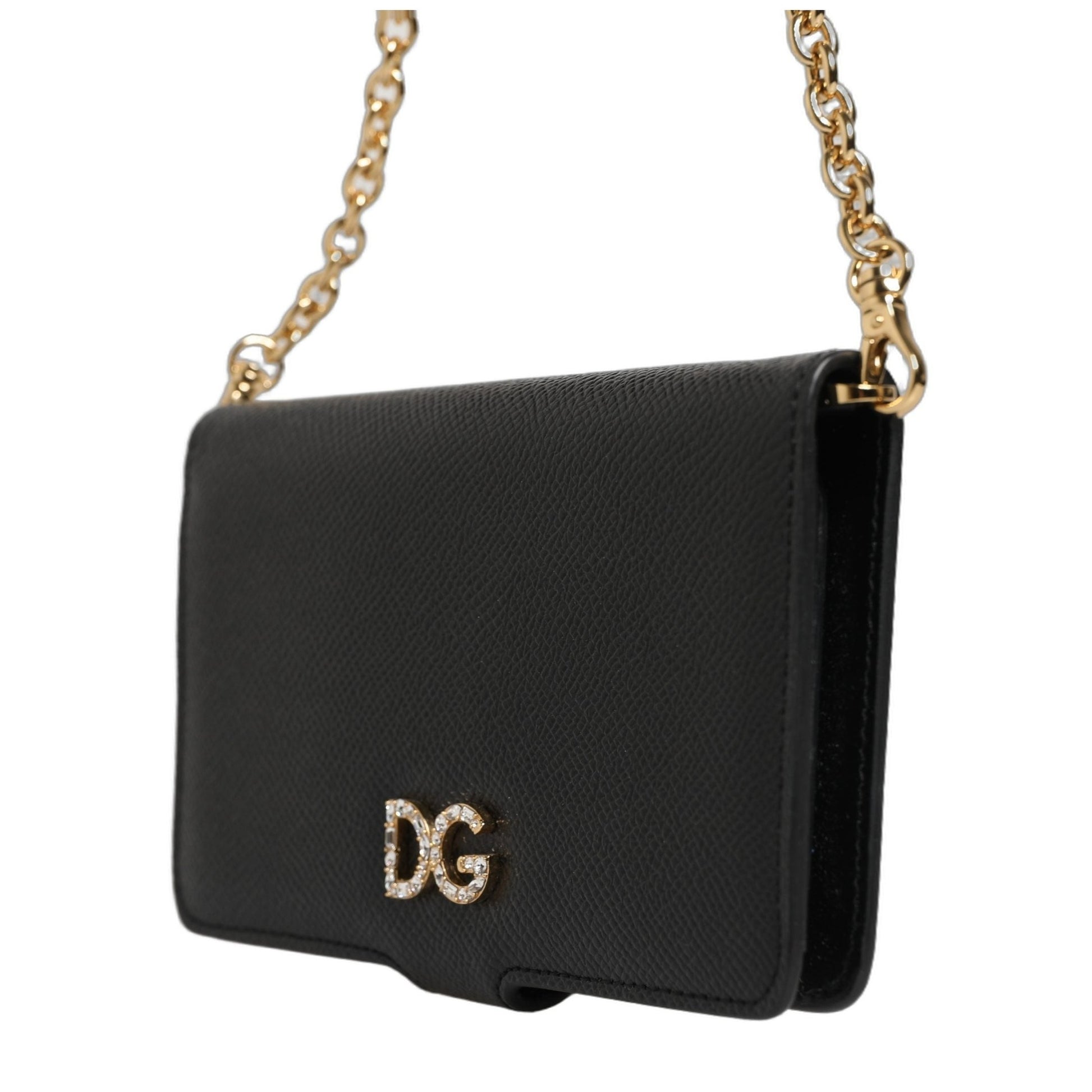 Dolce & Gabbana Case Flip Cover Black Calf Leather iPhone X - XS Phone