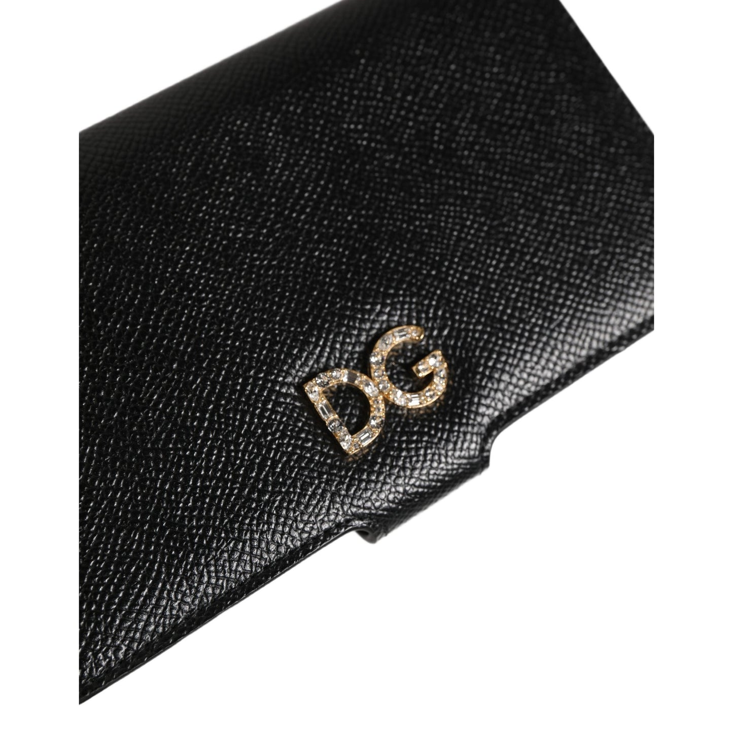 Dolce & Gabbana Case Flip Cover Black Calf Leather iPhone X - XS Phone