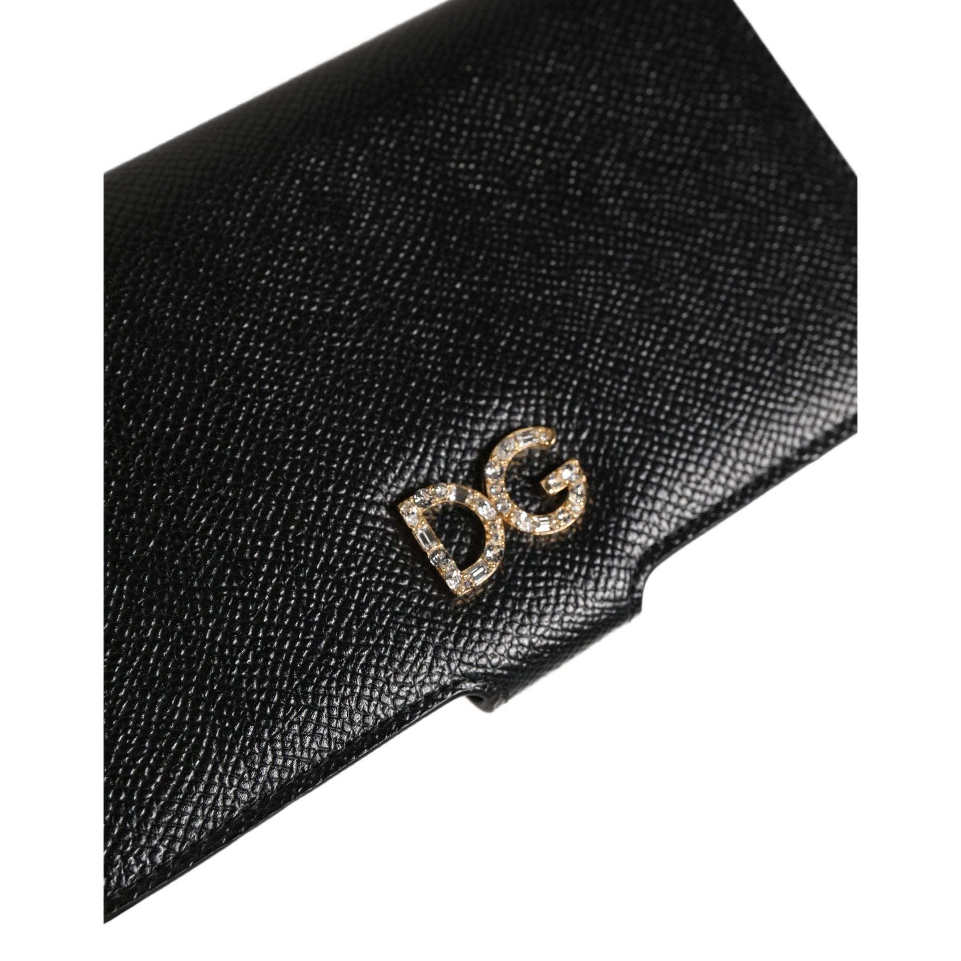 Dolce & Gabbana Case Flip Cover Black Calf Leather iPhone X - XS Phone