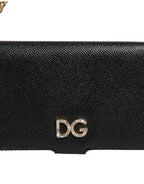 Dolce & Gabbana Case Flip Cover Black Calf Leather iPhone X - XS Phone